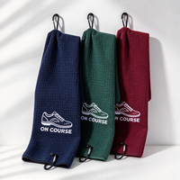 Serviette de golf personnalisée pour tournoi, lavable en machine, avec boucle auto-agrippante, en tissu gaufré