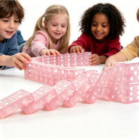 Dominó de Resina Rosa Doble Seis 28 Piezas Ecológico con Logotipo Personalizado Impreso, Juego de Mesa de Ocio para Club, Familia, Adultos y Niños