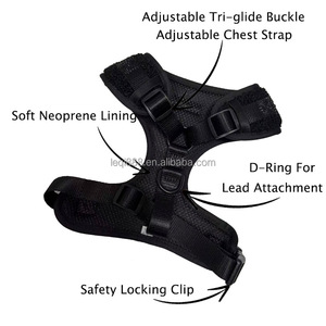 Harness Anjing Premium <span class=keywords><strong>Black</strong></span> Teddy, Dapat Disesuaikan, Berbahan Poliester, Empuk, Rompi Hewan Peliharaan Modis, Set Kalung dan Tali Anjing Anti Tarik, Desain Logo Kustom - Product Image 4