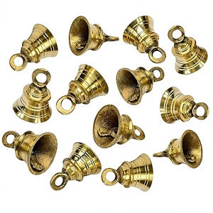 Cloche suspendue en laiton, artisanat métallique, cloche décorative ronde polie pour la maison, le temple, la prière - Product Image 1