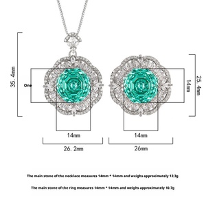 Fashion Eco-friendly Copper 14mm Gradients Zirconia Gold Plated Floral Pendant <b>Ring</b> <b>Set</b> <b>Women</b> Green Zircon Sunflower Jewelry <b>Set</b> - Product Image 2