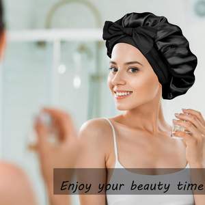 Gorro de Satén, Gorro de Seda para Dormir, Gorro Ajustable para Cabello Rizado con Banda para Atar - Product Image 3