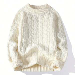 Hiver Stock en vrac Pulls pour hommes Col rond Uni Manches longues Polyester Knit Pullover Twisted Knitwear Pulls pour hommes - Product Image 2