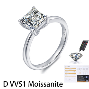 Anillo de compromiso de plata de ley S925 con moissanita de corte princesa de 1.5 quilates, color D, VVS1, certificado GRA, para venta al por mayor de fábrica - Product Image 1