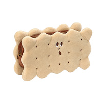 Estuche de Lápices de Felpa con Forma de Galleta de Sándwich, Estuche de Papelería de Felpa Suave para Niñas, Niños, Estudiantes, Oficina, Almacenamiento Escolar