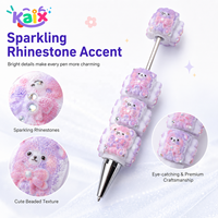Stylos Gel KAIX Mignons Ours en Peluche avec Perles en Argile et Strass, Pointe Bille 0,5 mm, Encre Gel, Qualité Supérieure, Vente en Gros, Direct Usine
