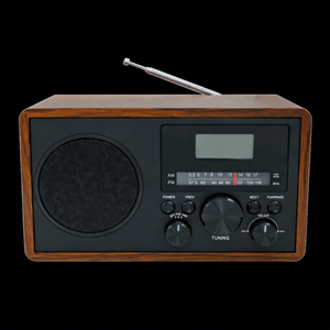 Haut-parleur Bluetooth sans fil rétro en bois, mini <span class=keywords><strong>radio</strong></span> FM portable, réveil, fonction USB TF AUX - Product Image 3