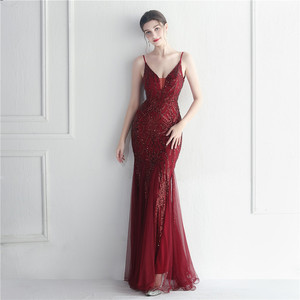 19865 #   Abito <span class=keywords><strong>da</strong></span> Sera Lungo con Paillettes e Spalline Sottili, Sexy ed Elegante per Cerimonie e Celebrità - Product Image 6