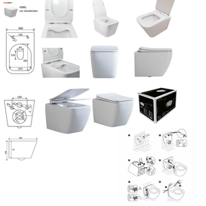 Inodoro moderno de pared para baño y cocina con bidé, rociador vertical de cerámica, inodoros en varios colores, sanitarios para hotel y ciudad. - Product Image 6