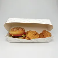 Boîtes en papier jetables universelles blanches, nouveau design, personnalisées pour hamburgers, poulet frit, ailes de poulet, résistantes à la graisse, pour pop-corn