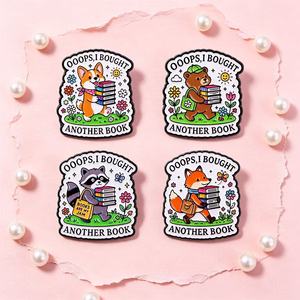 Al por mayor: Pines de metal de dibujos animados, Pines de broche con diseño de nerd 'OOOPS, compré otro libro', Pines de esmalte de animales bonitos, Regalos promocionales - Product Image 3
