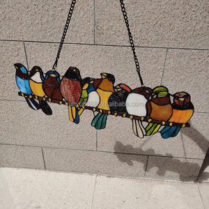 แผงกระจกสีทิฟฟานี่ลายนกสิบตัว ขนาด 50*19 ซม. สำหรับตกแต่งห้องนอนและห้องนั่งเล่น - Product Image 4