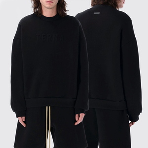 KingSen Custom 100% Cotton 3D Embossed Drop Shoulder Crewneck Sweatshirt Oversized, <b>Men's</b> Comfort Streetwear <b>Pullover</b> - Product Image 1