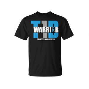 Camiseta T1D Warrior para concienciación sobre la diabetes, diseño de lazo azul tipo 1 - Product Image 2