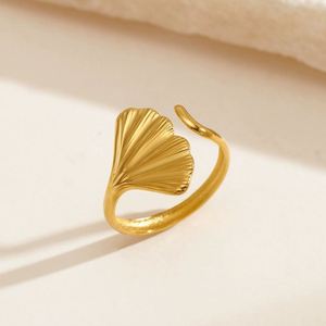 Hot Selling Stainless Steel Marine Animal Wide Finger <b>Couple</b> <b>Rings</b> Gold Plated Shell Starfish Open End <b>Rings</b> for Men Women - Product Image 3