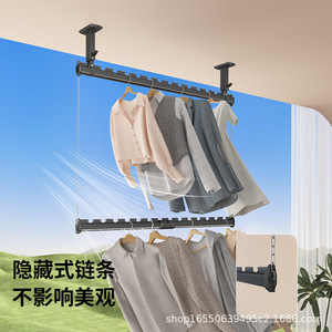 ราวตากผ้าสองชั้น อลูมิเนียมอัลลอยด์ ติดผนัง ใช้สำหรับระเบียง - Product Image 4