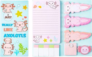 Juego de notas adhesivas en forma de axolotl, 550 hojas, marcadores de página autoadhesivos, pestañas divisorias, pez caminante mexicano, tema de animales para notas traseras - Product Image 6