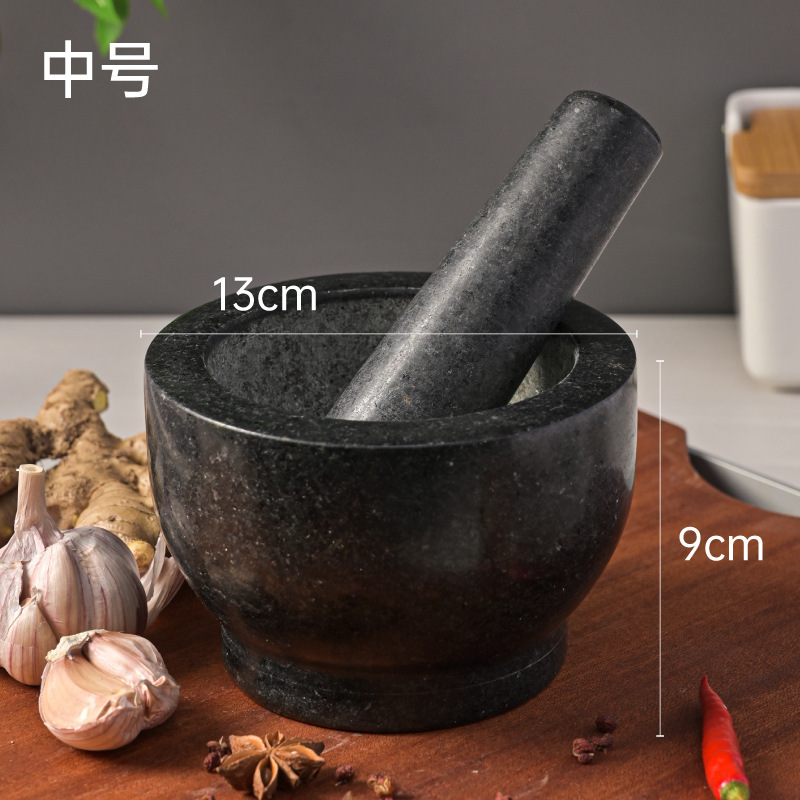Polished Black Stone Medium Bowl with Lid