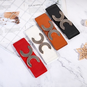 Vente en gros de femmes décorées de ceinture élastique à la mode jupes habillées décoratives ceinture à boucle à fermoir en perles pour les filles adorables dames - Product Image 3