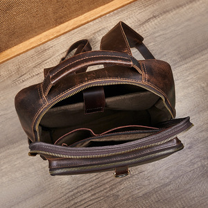 Genuine Leather <b>Backpack</b> For Men 20-35L <b>Large</b> Capacity Wear Resistant Solid Color Detachable Strap Business Travel Laptop Use - Product Image 3