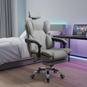 <span class=keywords><strong>Chaise</strong></span> <span class=keywords><strong>de</strong></span> <span class=keywords><strong>bureau</strong></span> ergonomique pivotante moderne à dossier haut 2026 pour chambre à coucher, en cuir PU, avec repose-pieds - Product Image 5