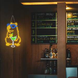 Enseigne néon Capybara Cocktail, lumière LED USB. Idéal pour la chambre à coucher, la chambre <span class=keywords><strong>de</strong></span> bébé, la cave des hommes, le bar et la décoration <span class=keywords><strong>de</strong></span> fête. - Product Image 6