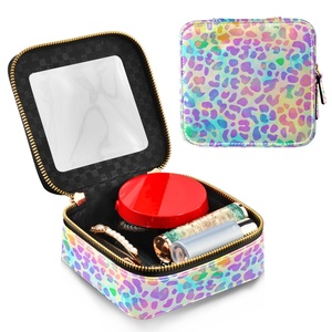 Portable Leopard Print PU Leather Lady Outdoor Mini Cosmetic Case Travel Small Custom Design <b>Makeup</b> Bag With Clear Windows - Product Image 1