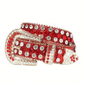 Ceinture personnalisée de luxe en cuir PU souple avec strass en cristal pour femme, design diamanté, boucle ardillon en alliage cloutée, unisexe, personnalisable - Product Image 3