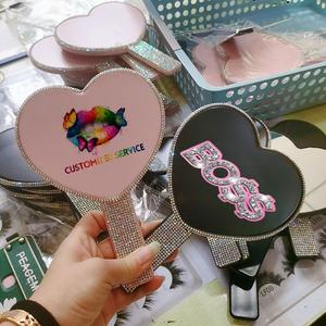 Heart Shaped Hand <b>Mirror</b> With Rhinestone Make Your Own logo Makeup <b>Mirror</b> - Product Image 4