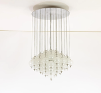Lustre Moderne du Milieu du Siècle en Verre de Murano, Grand Luminaire Suspendu Rond pour Plafond, Idéal pour Salon, Salle à Manger, Escalier