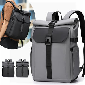 Custom Logo Men <b>Backpack</b> Waterproof Durable Anti Theft <b>College</b> School Roll up Laptop <b>Backpack</b> Bag - Product Image 1