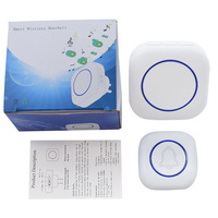 Sonnette sans fil 1 à 2, fonctionne sur piles, portée 300 m, sonnette intelligente sans fil pour maison, appel sans fil, sonnette avec lumière LED à brancher