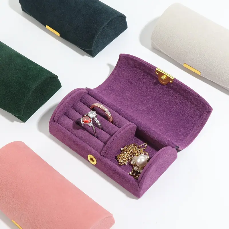 New High Quality Bead Velvet Ring Box Portable Jewelry Organizer For Travel Custom Jewelry Box Gift