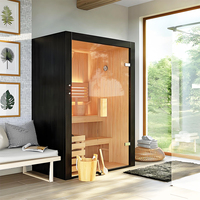 Salle de sauna à vapeur moderne avec panneau de commande informatisé, construction en bois massif pour utilisation en villa, santé familiale et plaisir en plein air
