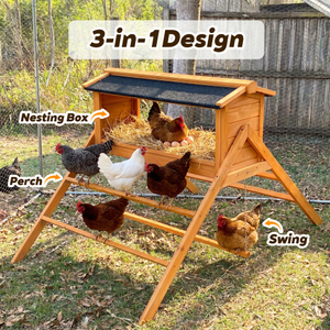 Caja de Nidificación para Gallinas con Techo de Asfalto, Percha para Gallinas, Cajas de Nidificación con Columpio para Gallinas, Accesorios para Gallineros - Product Image 4