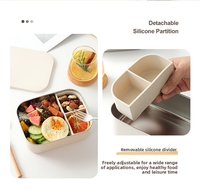Nouveau Boîte à collation en silicone sans Bpa étanche avec logo personnalisé passe au micro-ondes Tasse à sauce Bento Boîte à lunch en acier inoxydable pour enfants avec séparateur