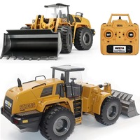 Camion chargeur télécommandé HUINA 1583 2.4G 1/14 24 canaux en alliage avec chargeur, véhicule de transport, bulldozer RC