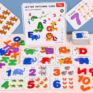 Aprendizaje de <span class=keywords><strong>ortografía</strong></span> educativa temprana 26 alfabetos de madera número letra emparejamiento juego de cartas juguetes educativos para niños niñas - Product Image 2