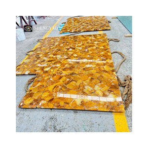 Tùy Chỉnh Tự Nhiên Backlit Rắn Tinh Thể Màu Vàng Thạch Anh Mờ Đá Nhà Bếp Đảo Thanh Truy Cập Và Tường - Product Image 5