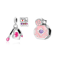 Breloques Pan Charms en argent, motif rouge à lèvres et perles 'Beautiful Girl', compatibles avec bracelet original, bijoux, cadeau d'anniversaire pour petite amie, Berluque