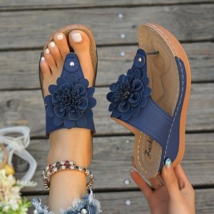 Nouvelles sandales compensées d'été 2025 pour femmes, à bout ouvert, grande taille, motif floral, pour la plage et l'extérieur - Product Image 3