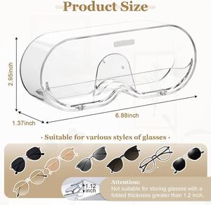 <b>Wall</b> Mounted Punch Free Portable Sunglasses Holder Large Eyeglass <b>Display</b> Rack Clear Glasses <b>Case</b> for Home - Product Image 2
