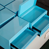 Boîte à outils bleue mini à 2 tiroirs, solution de rangement d'outils pratique et portable