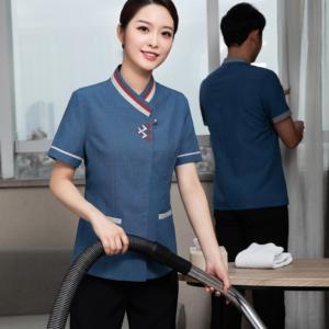 Uniforme de ménage à manches courtes, 3 couleurs, design élégant, pour hôpitaux, uniformes noirs pour femmes de chambre et personnel de nettoyage - Vente en gros - Product Image 4