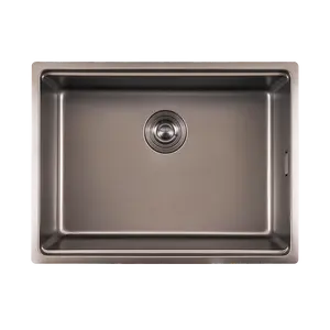 Wholesale PVD black Big Single Bowl Kitchen Sink Stainless Steel with drain basin and drain basket