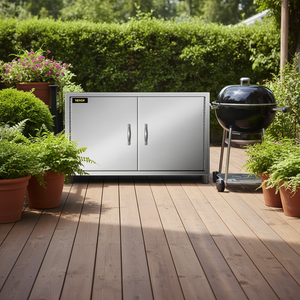Armoire de cuisine extérieure en acier inoxydable Vevor 36x21 pouces, double porte, rangement pour barbecue avec porte d'accès pour usage extérieur - Product Image 2