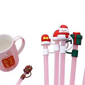 Chapeau de paille de Noël <span class=keywords><strong>personnalisé</strong></span> en silicone 10 mm – Coque amusante de dessin animé pour fête, décorative, anti-poussière, transfrontalière - Product Image 1