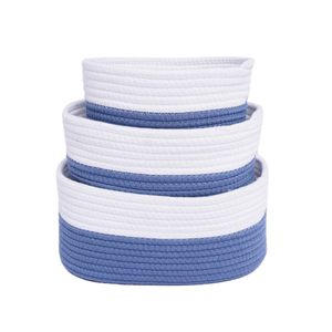 SPYRO Panier de rangement tressé en corde de coton bleu et blanc, 3 pièces, haute qualité, nouveauté, vente chaude - Product Image 3