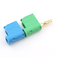 Connecteurs banane à double verrouillage dorés bleus, pas de 4 mm, pour prise audio et câble de haut-parleur