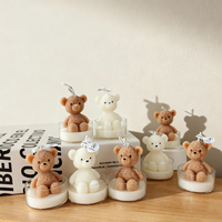 N-183 Bougies parfumées en cire de soja en forme d'ours pour baby shower, en gros, pour cadeaux et décoration de fête